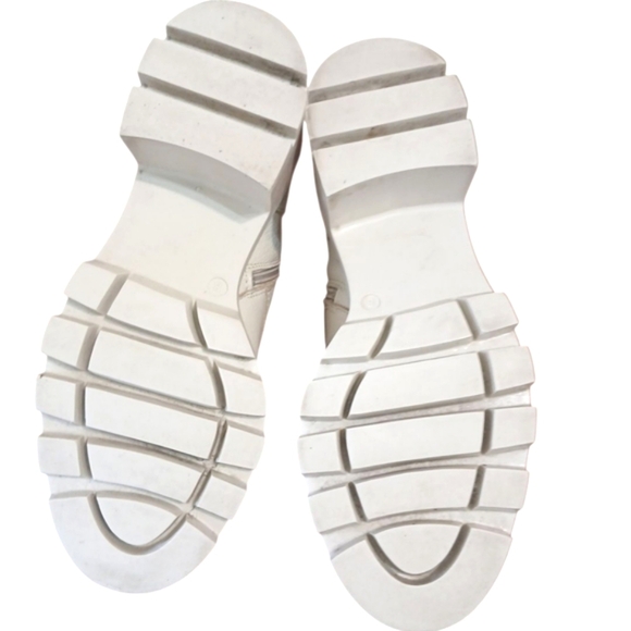 Antonio de Faria Lola Lug Sole Ankle Chelsea Cream Leather Combat Boots Size 8 - Picture 6 of 12